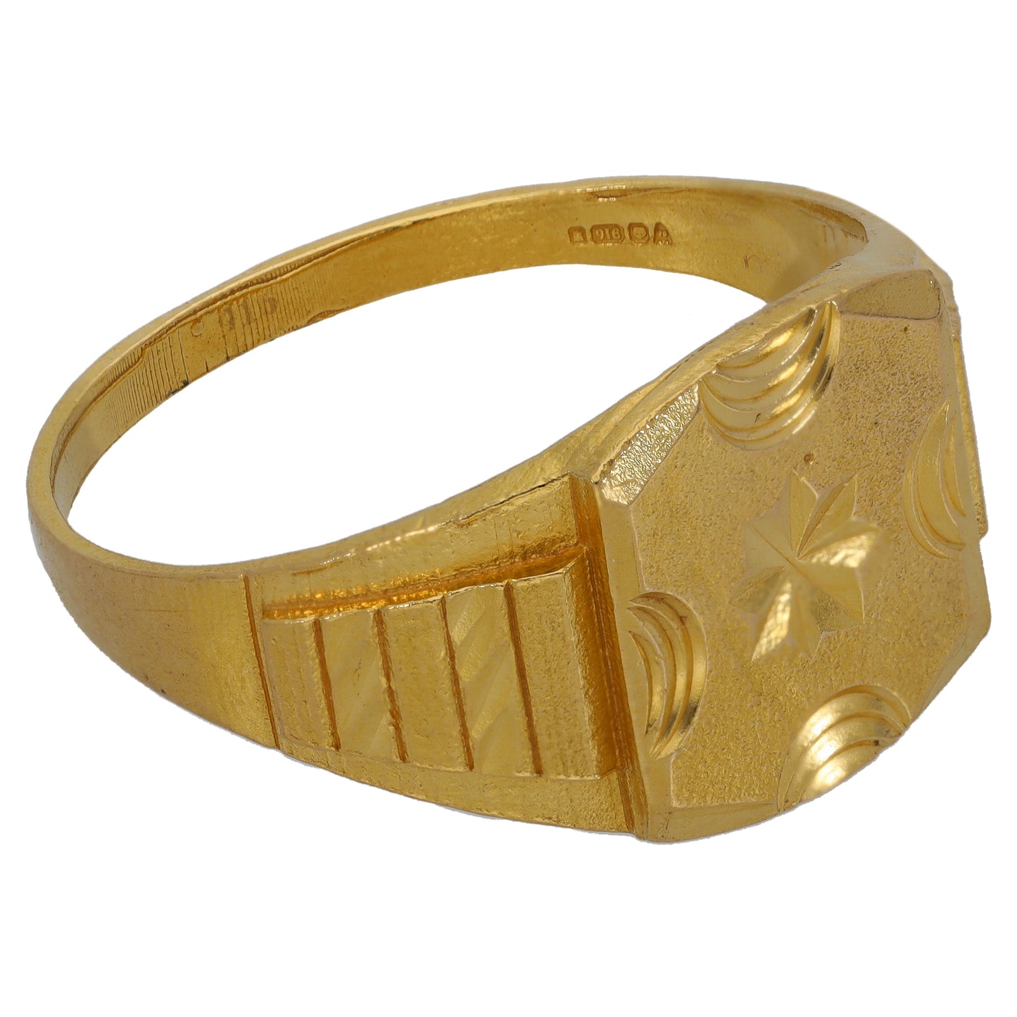 22ct Gold Patterned Signet Ring Size V