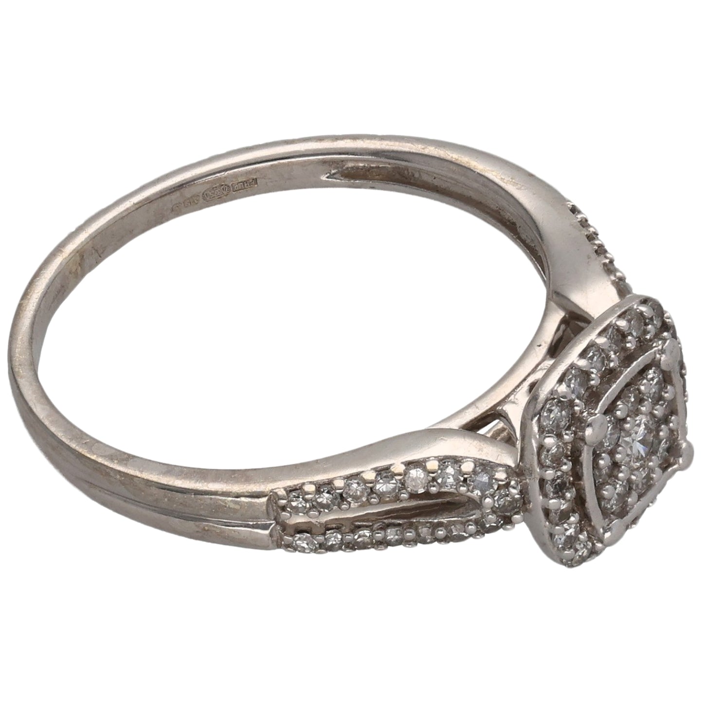 9ct White Gold 0.45ct Diamond Cluster Ring Size N