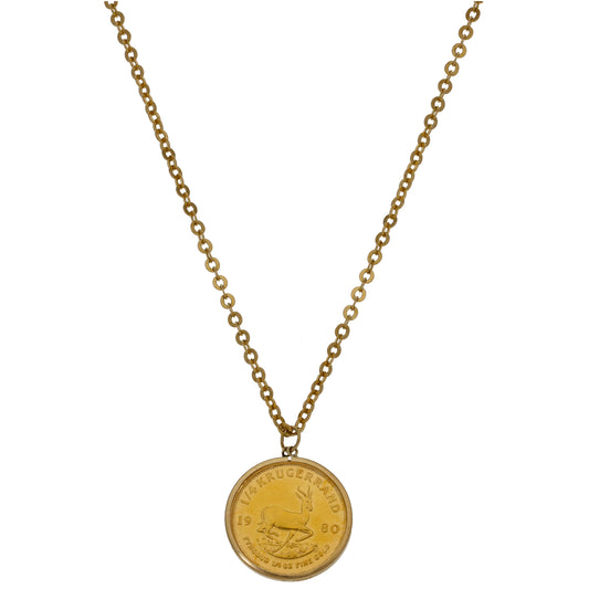 9ct Gold 1/4 Oz Krugerrand Coin Pendant With Chain
