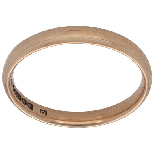 Plain 9ct gold wedding ring with smooth round profile