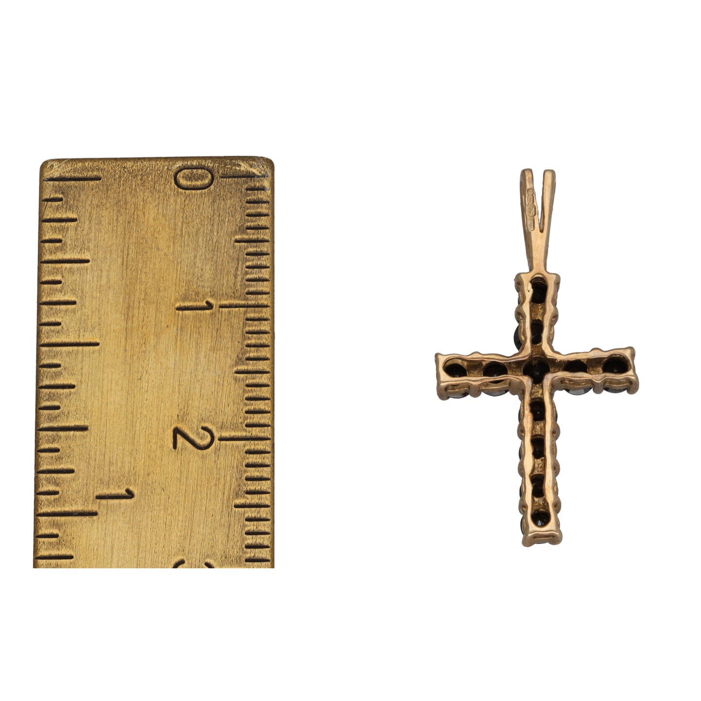 9ct Gold 0.88ct Black Diamond Cross Pendant