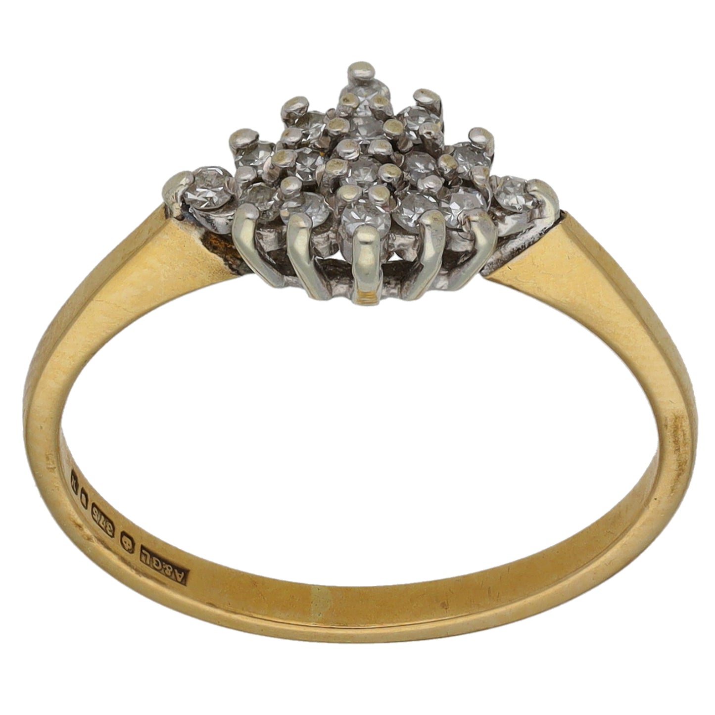 9ct Gold 0.16ct Diamond Cluster Ring Size L