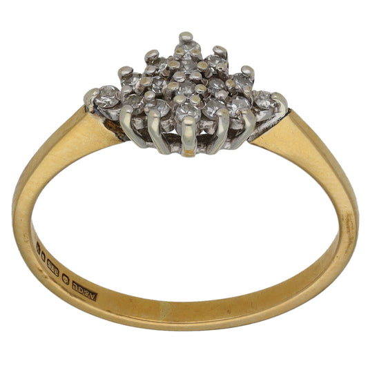 9ct Gold 0.16ct Diamond Cluster Ring Size L