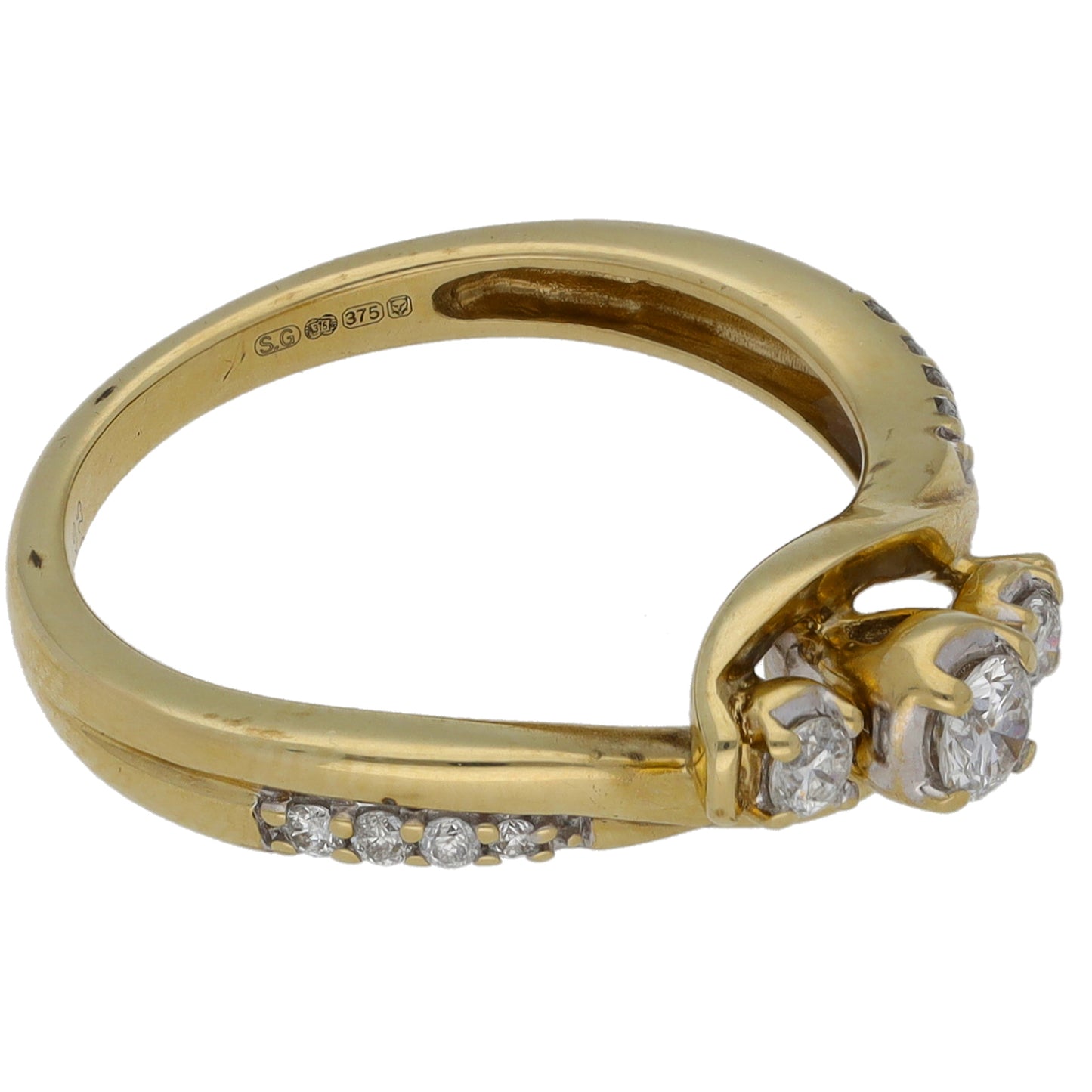 9ct Gold 0.24ct Diamond Dress/Cocktail Ring Size L