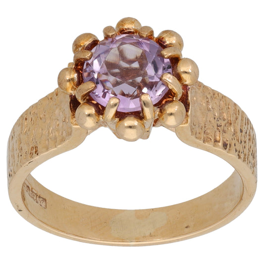 9ct Gold Amethyst Single Stone Ring Size L
