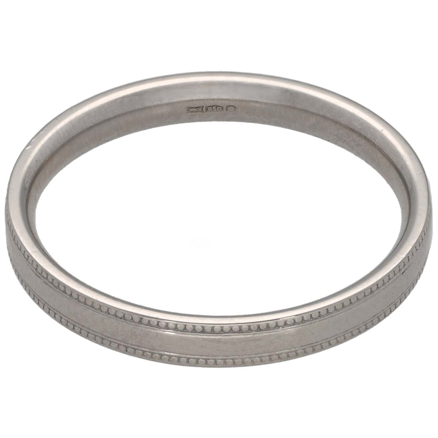 Platinum Patterned Wedding Ring Size N