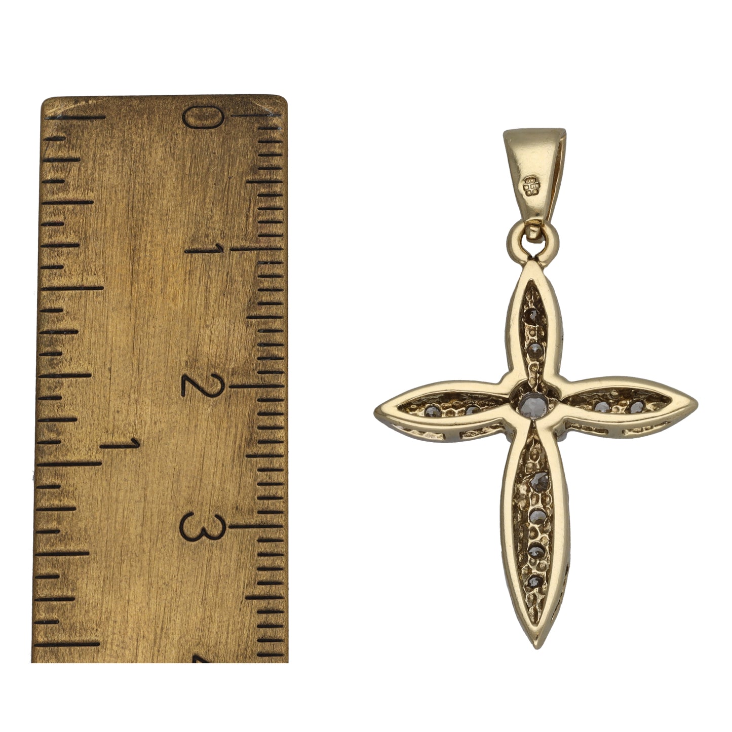 9ct Gold Cubic Zirconia Cross Pendant