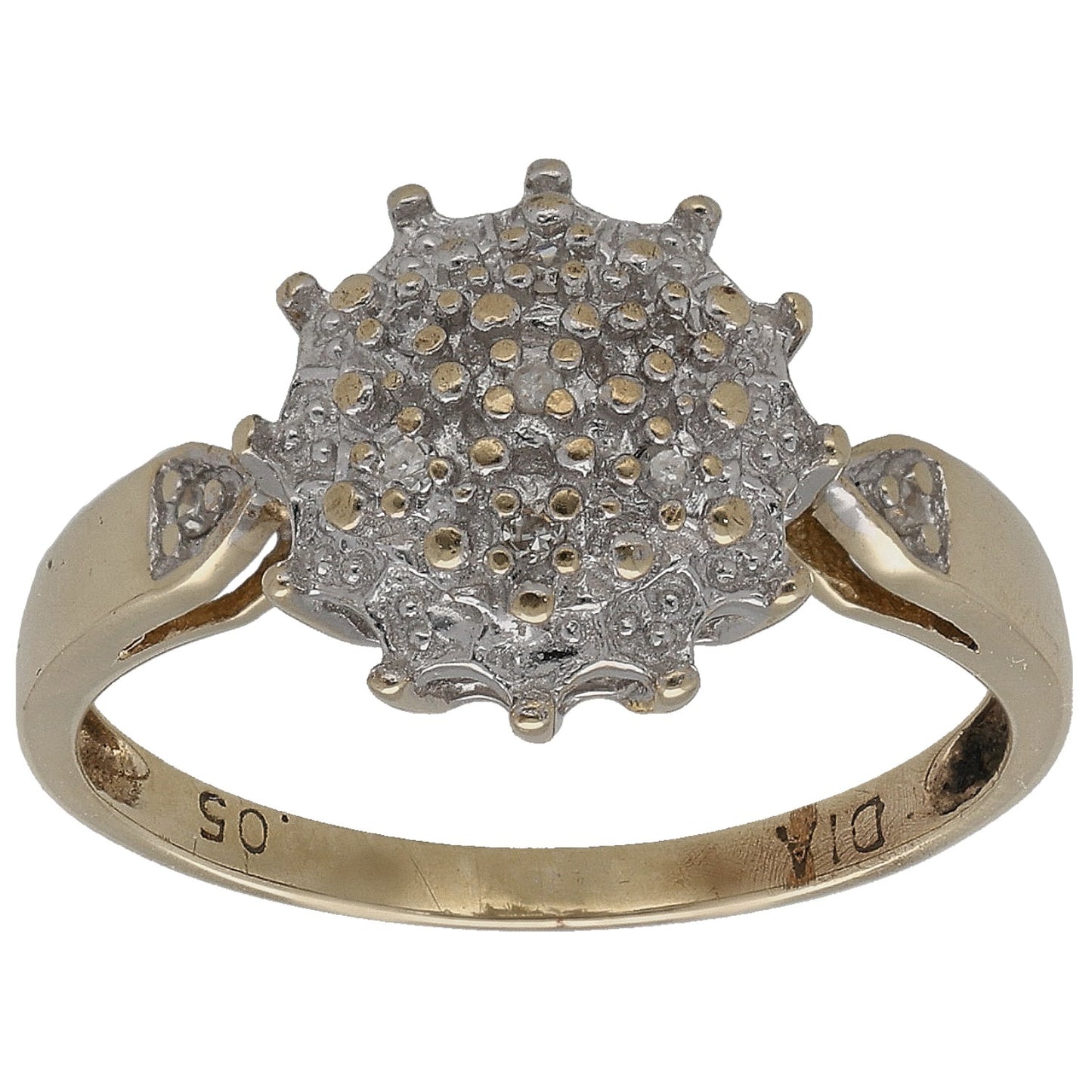 9ct Bicolour Gold 0.045ct Diamond Cluster Ring Size L