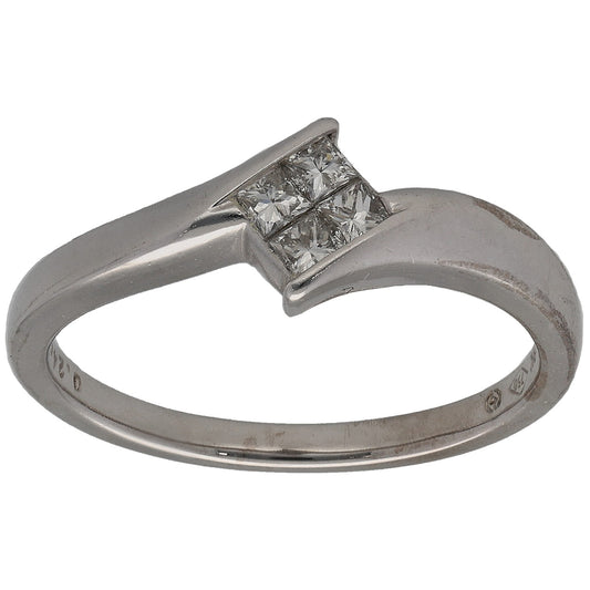 18ct White Gold 0.24ct Diamond Dress/Cocktail Ring Size P