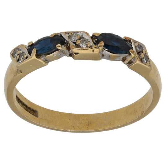 9ct Gold 0.06ct Diamond & Sapphire Dress/Cocktail Ring Size O