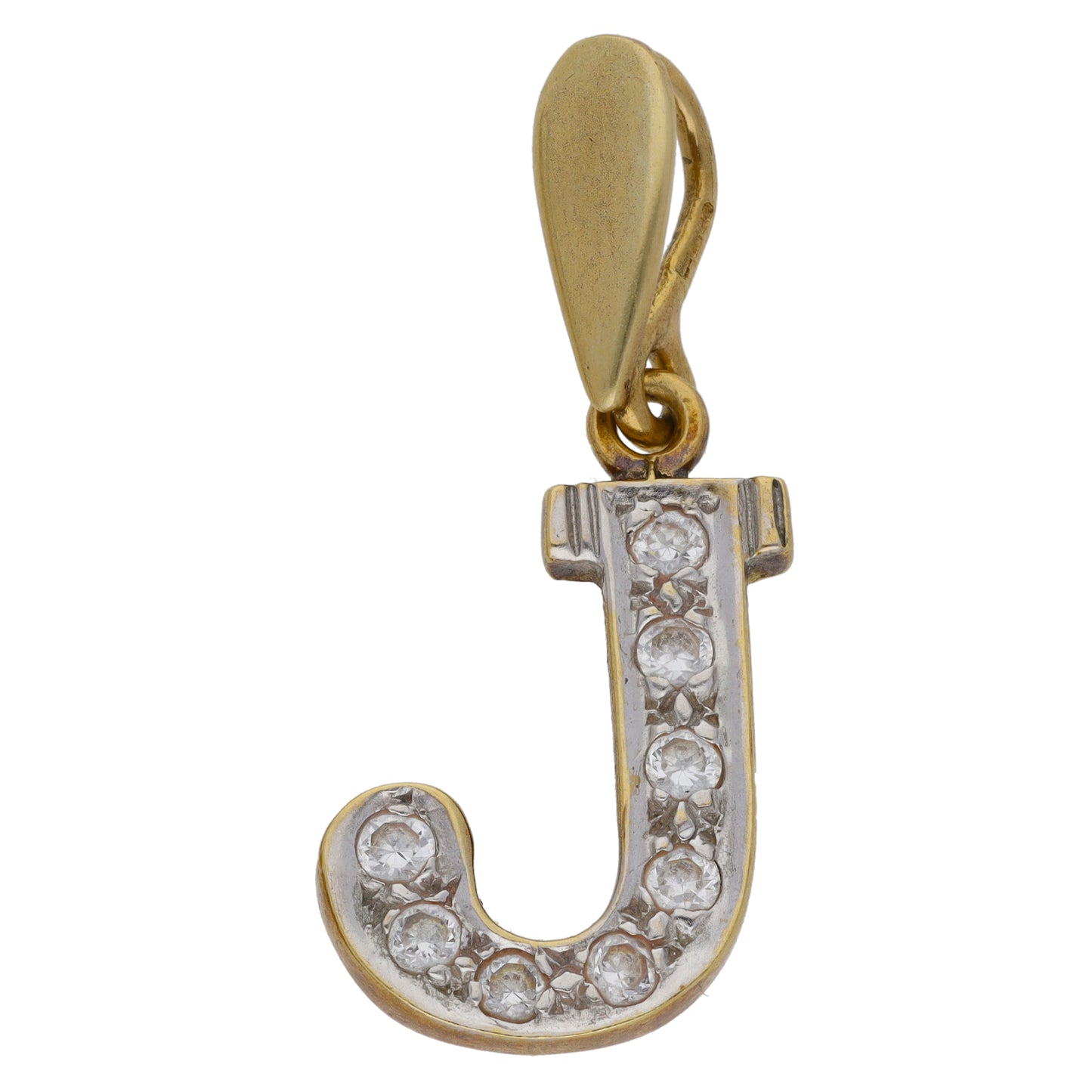 9ct Gold Cubic Zirconia Initial J Pendant