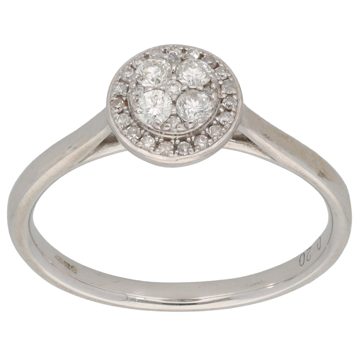 9ct White Gold 0.20ct Diamond Cluster Ring Size M