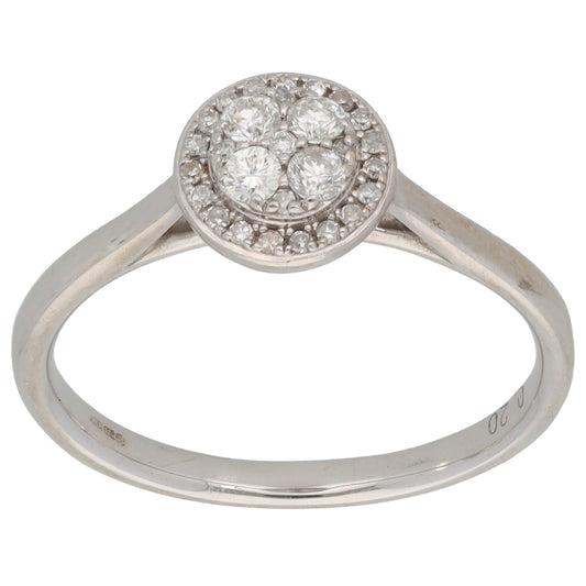 9ct White Gold 0.20ct Diamond Cluster Ring Size M
