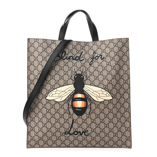 Gucci GG Supreme Bee Print Tote Coated Canvas Bag - Beige