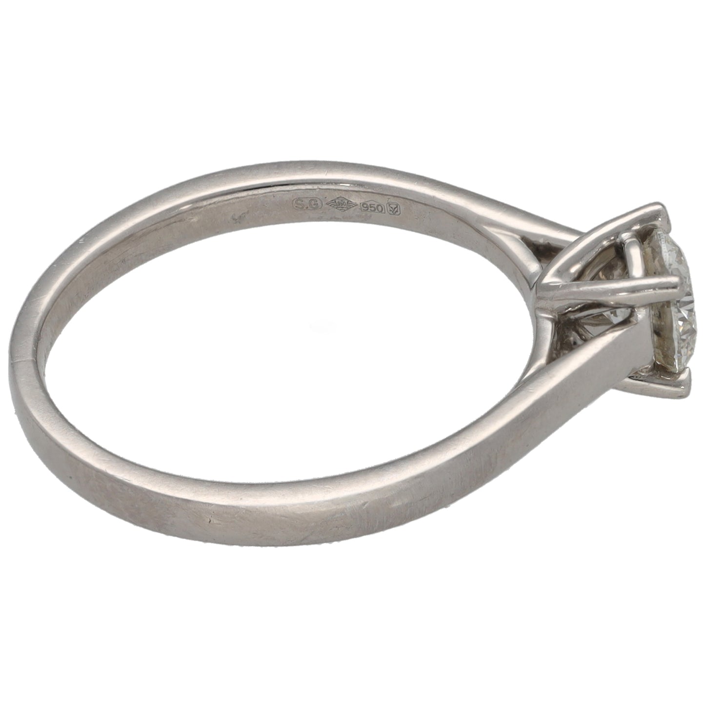 Platinum 0.50ct Diamond Solitaire Ring Size M