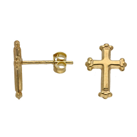New 9ct Gold Cross Stud Earrings