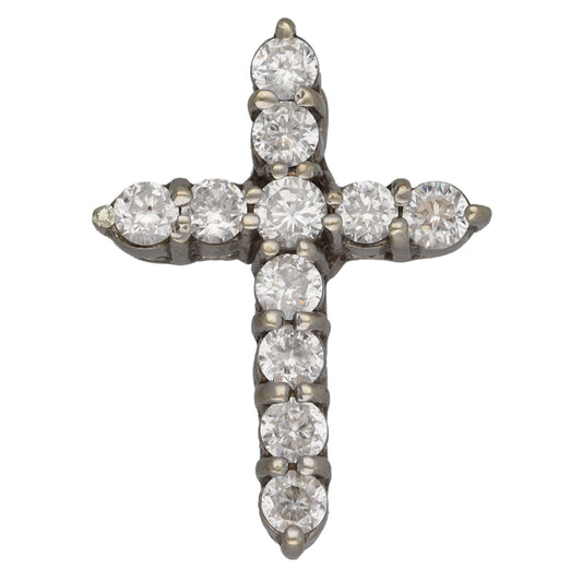 9ct White Gold Cubic Zirconia Cross Pendant