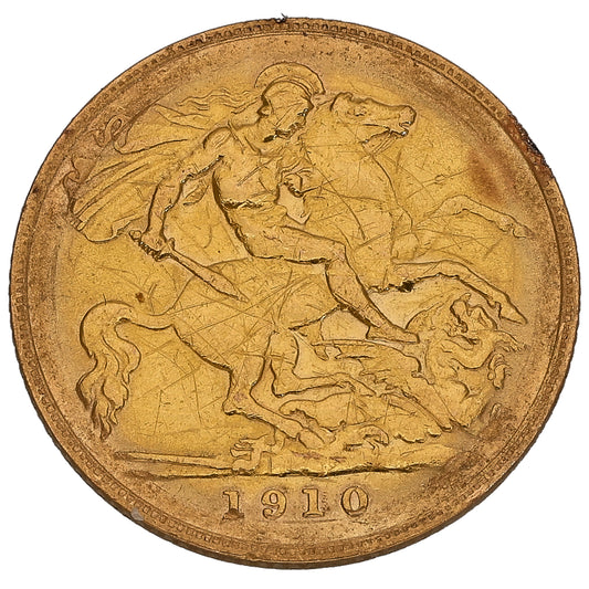 22ct Gold King Edward VII Half Sovereign Coin 1910