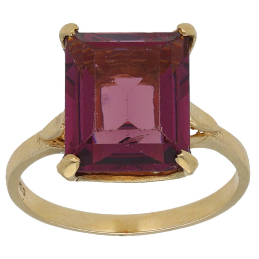 9ct Gold Imitation Single Stone Ring Size P