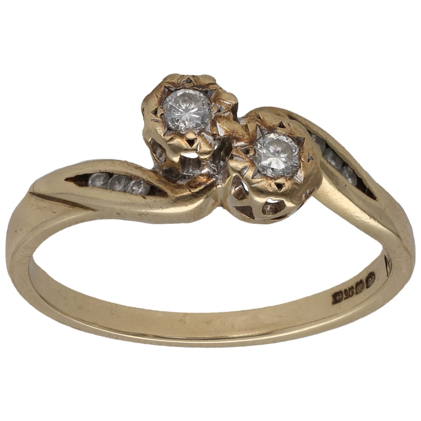 9ct Gold 0.14ct Diamond Dress/Cocktail Ring Size P