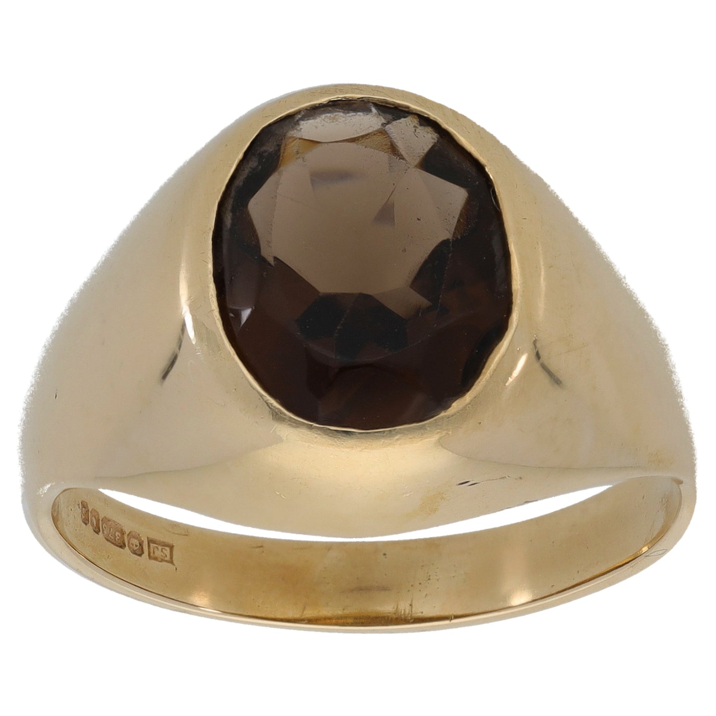 9ct Gold Smoky Quartz Single Stone Ring Size W