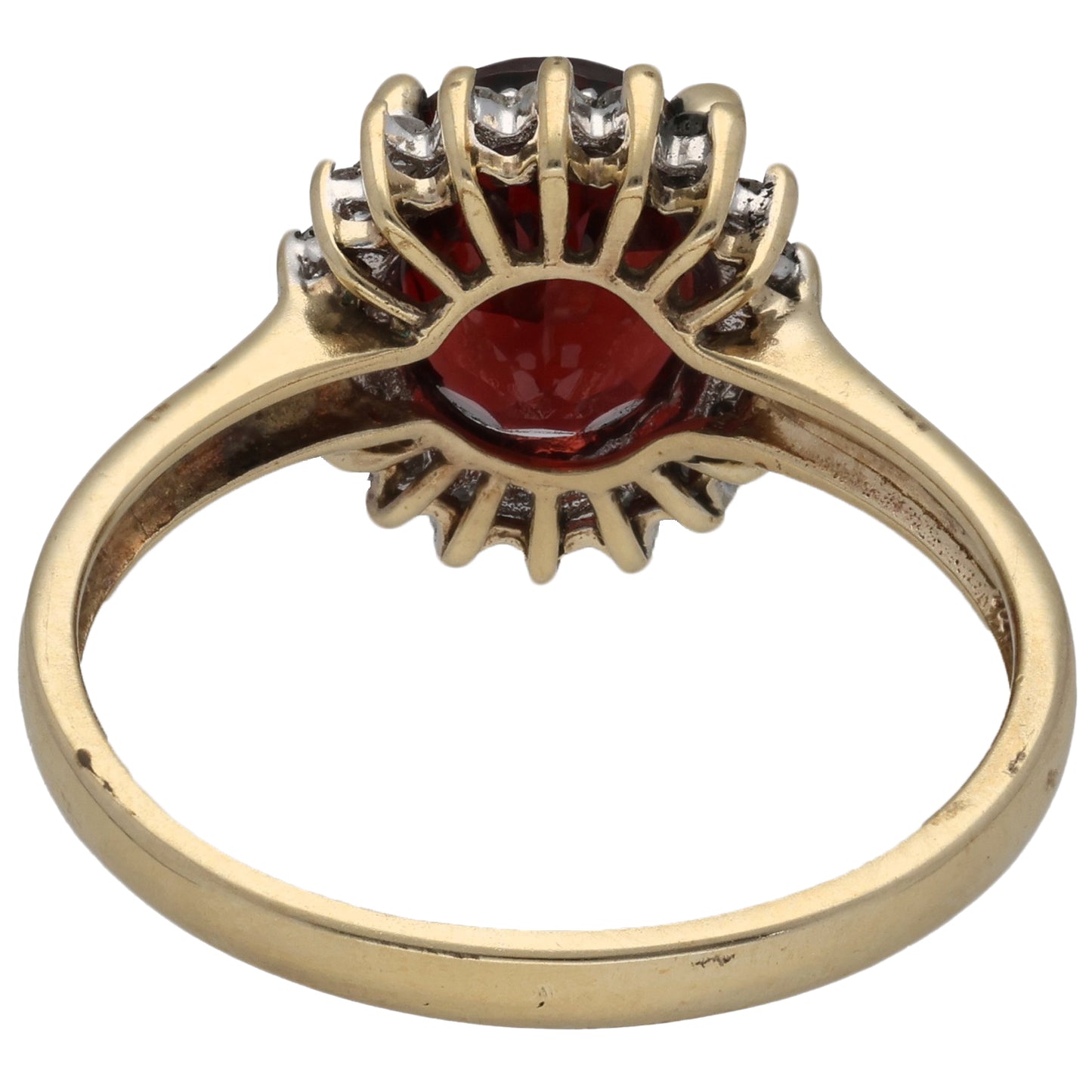 9ct Gold Garnet & 0.36ct Diamond Dress/Cocktail Ring Size T
