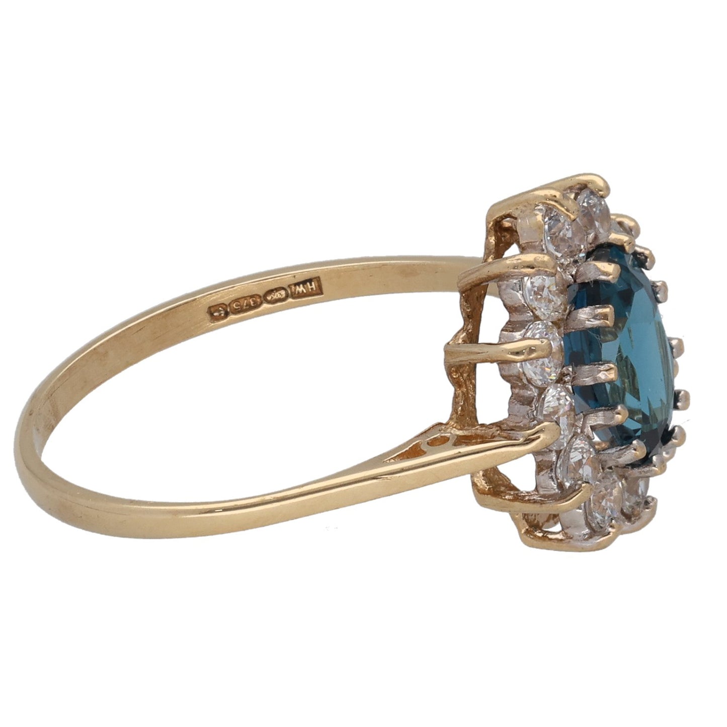 9ct Gold Topaz & Cubic Zirconia Single Stone Ring With Accents Size Q