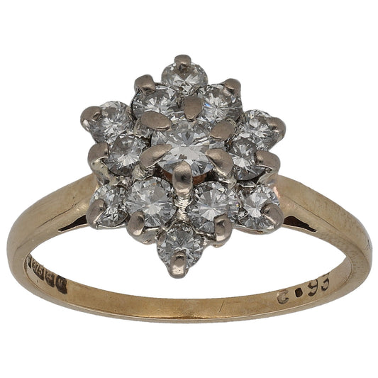 9ct Gold 0.36ct Diamond Cluster Ring Size N