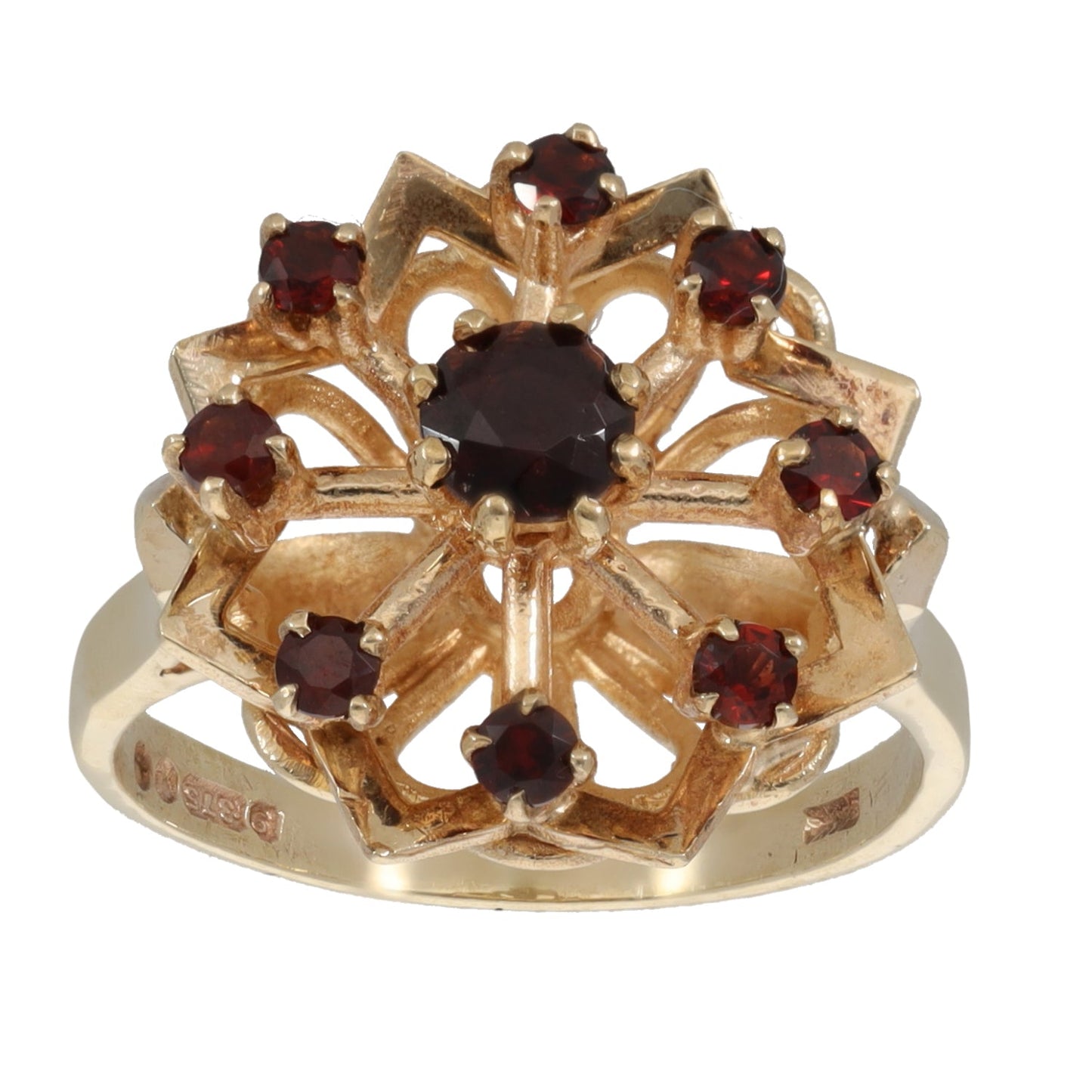 9ct Gold Garnet Dress/Cocktail Ring Size N