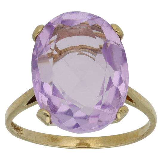 9ct Gold Amethyst Single Stone Ring Size P