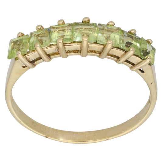 9ct Gold Peridot Half Eternity Ring Size P