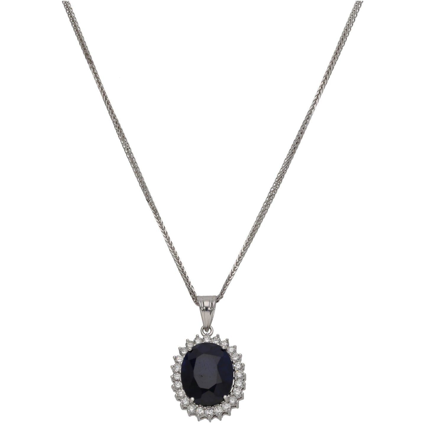 18ct White Gold 1.00ct Cluster Pendant With Chain