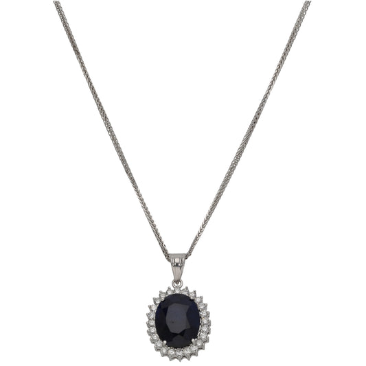 18ct White Gold 1.00ct Cluster Pendant With Chain