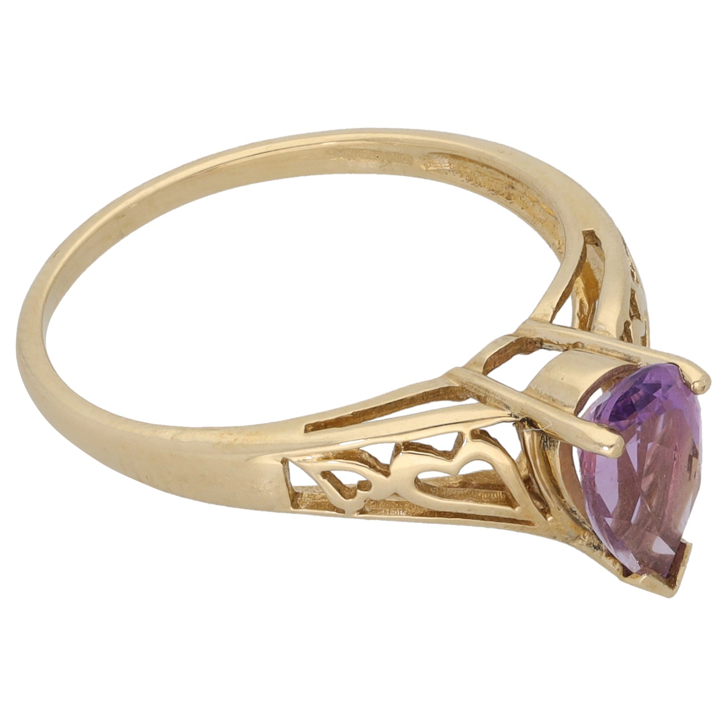 9ct Gold Amethyst Single Stone Ring Size N 1/2