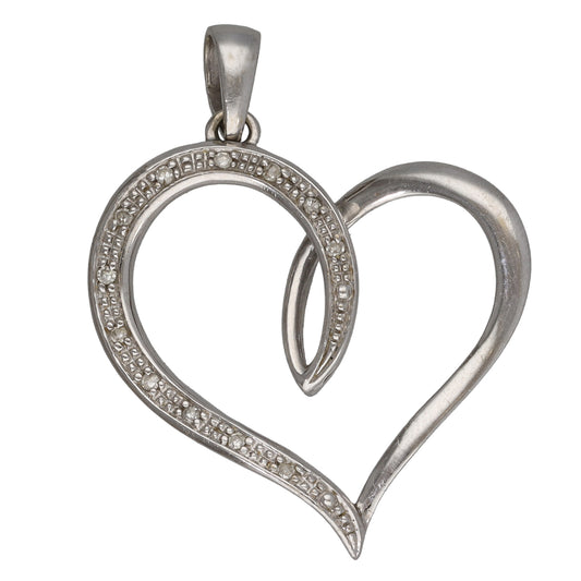 9ct White Gold 0.06ct Diamond Heart Pendant