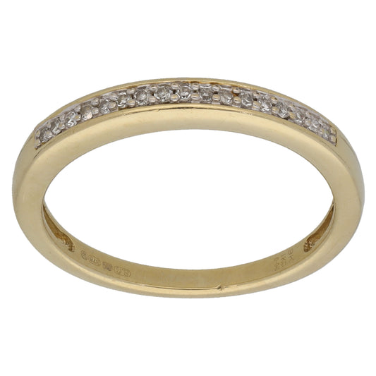 9ct Gold 0.06ct Diamond Half Eternity Ring Size L