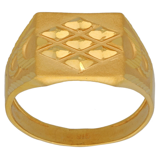 New 22ct Gold Textured Square Signet Ring Size T