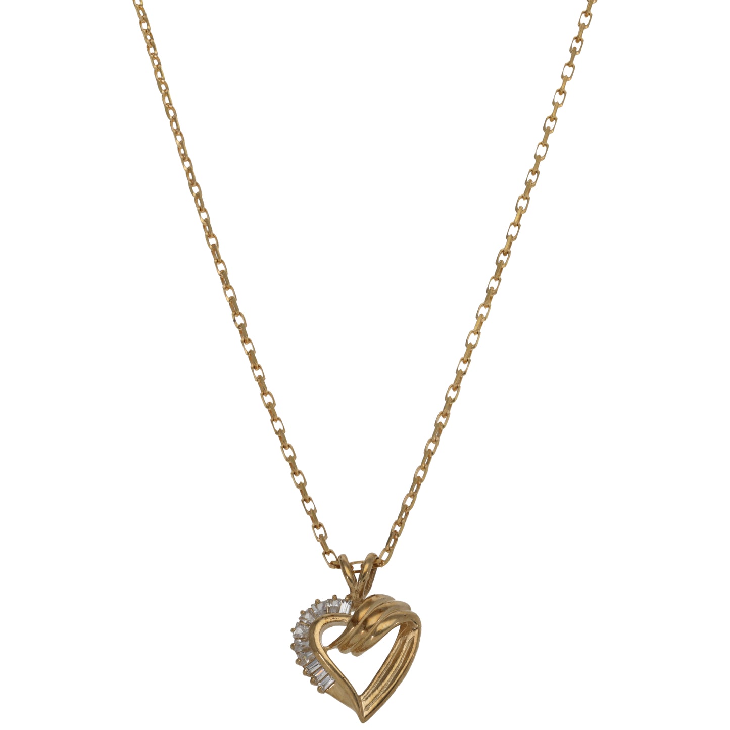 9ct Gold Cubic Zirconia Heart Pendant With Chain