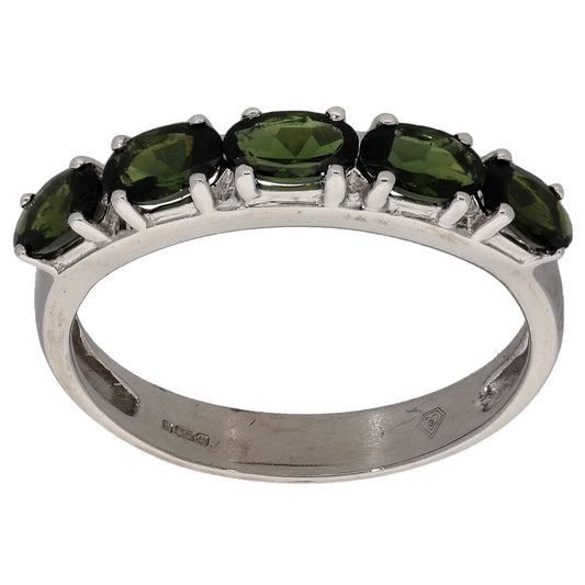 14ct White Gold Tourmaline Half Eternity Ring Size N