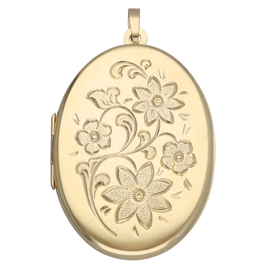 9ct Gold Patterned Locket Pendant