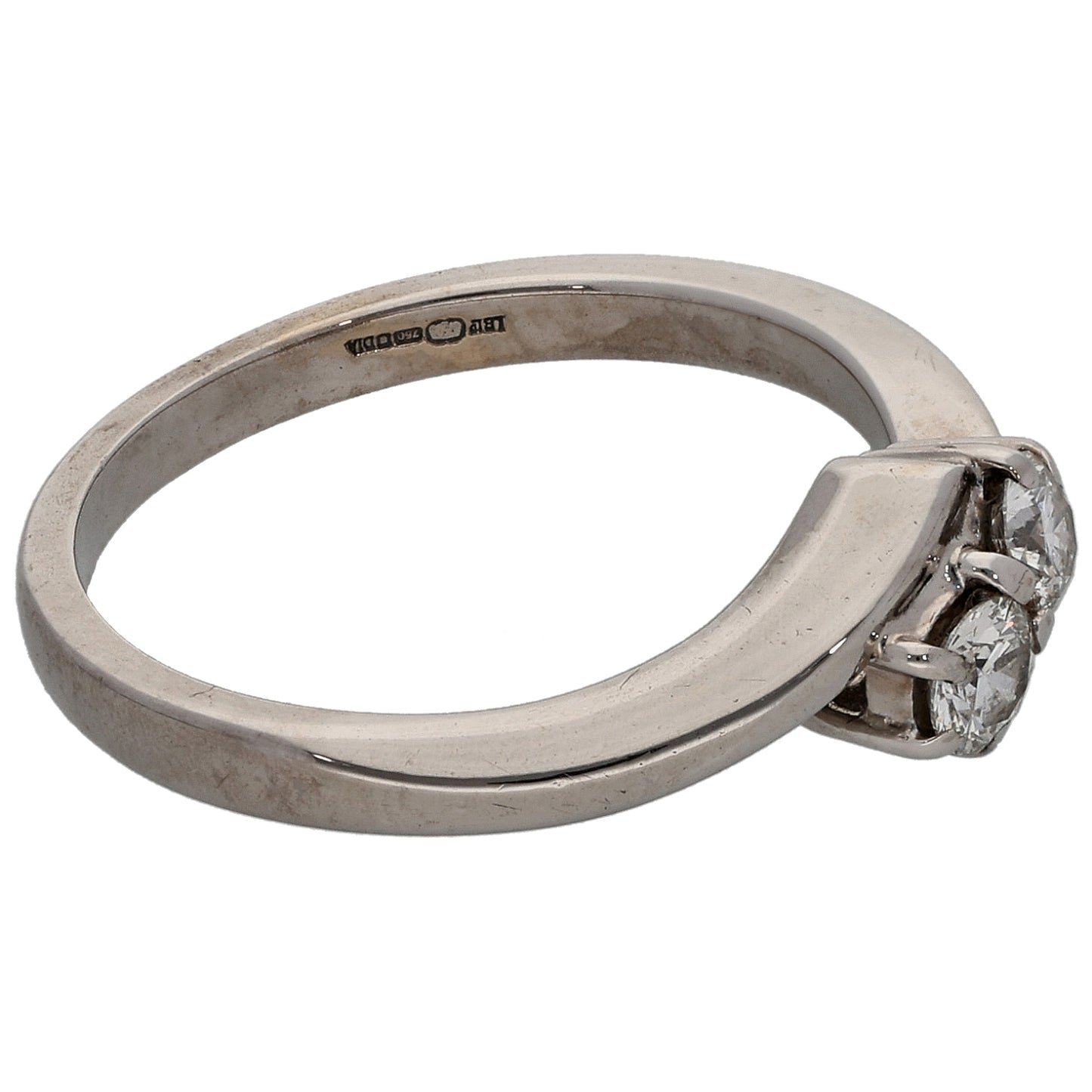18ct White Gold 0.15ct Diamond Two Stone Ring Size M