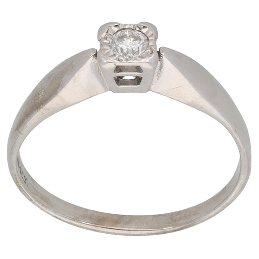 9ct Gold 0.12ct Diamond Solitaire Ring Size O