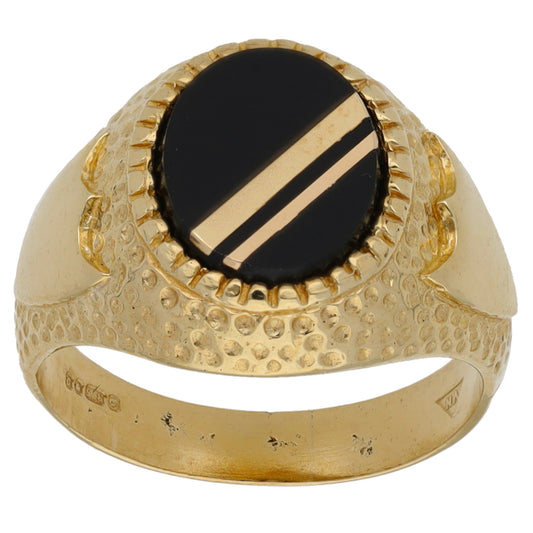 9ct Gold Onyx Signet Ring Size Q