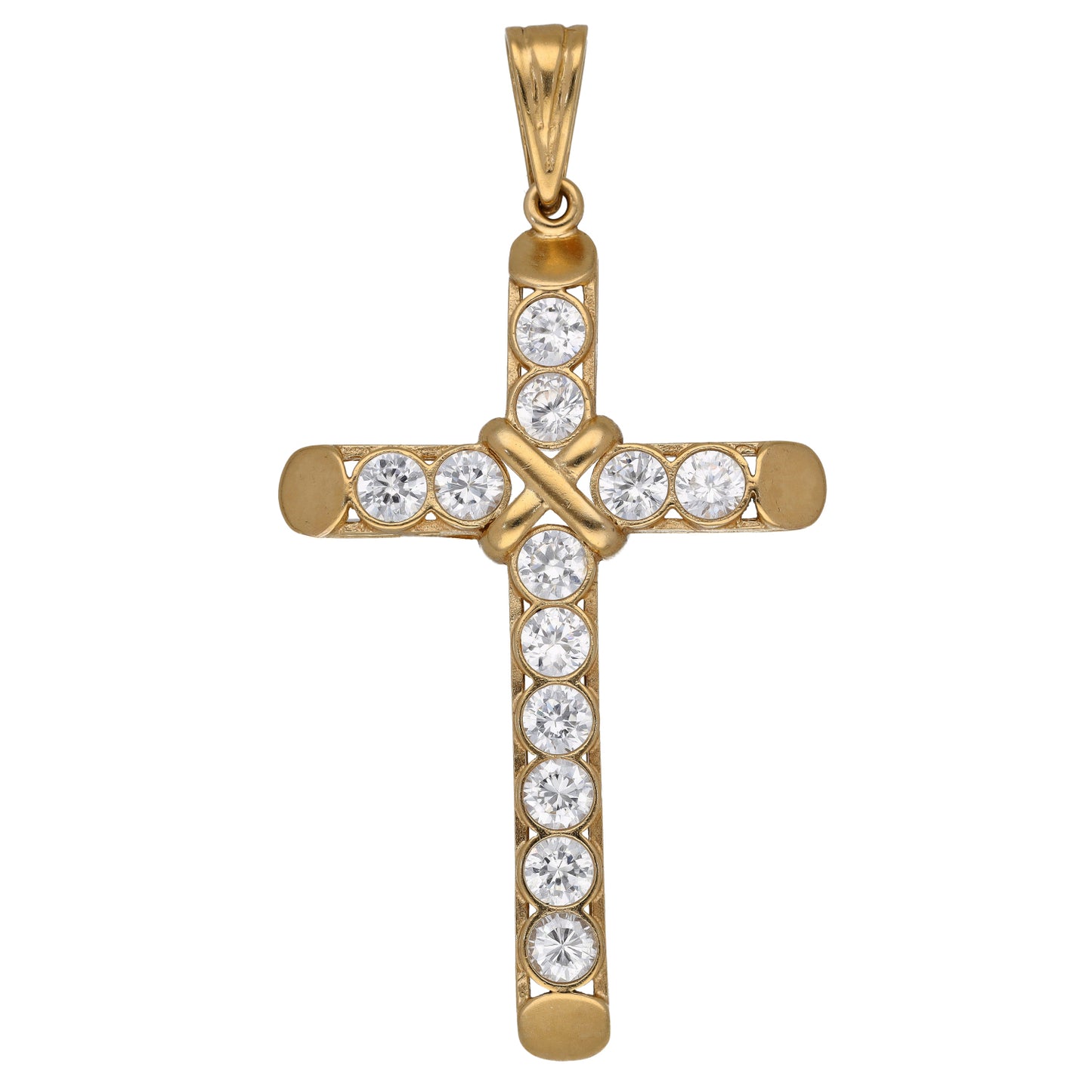 9ct Gold Cubic Zirconia Cross Pendant