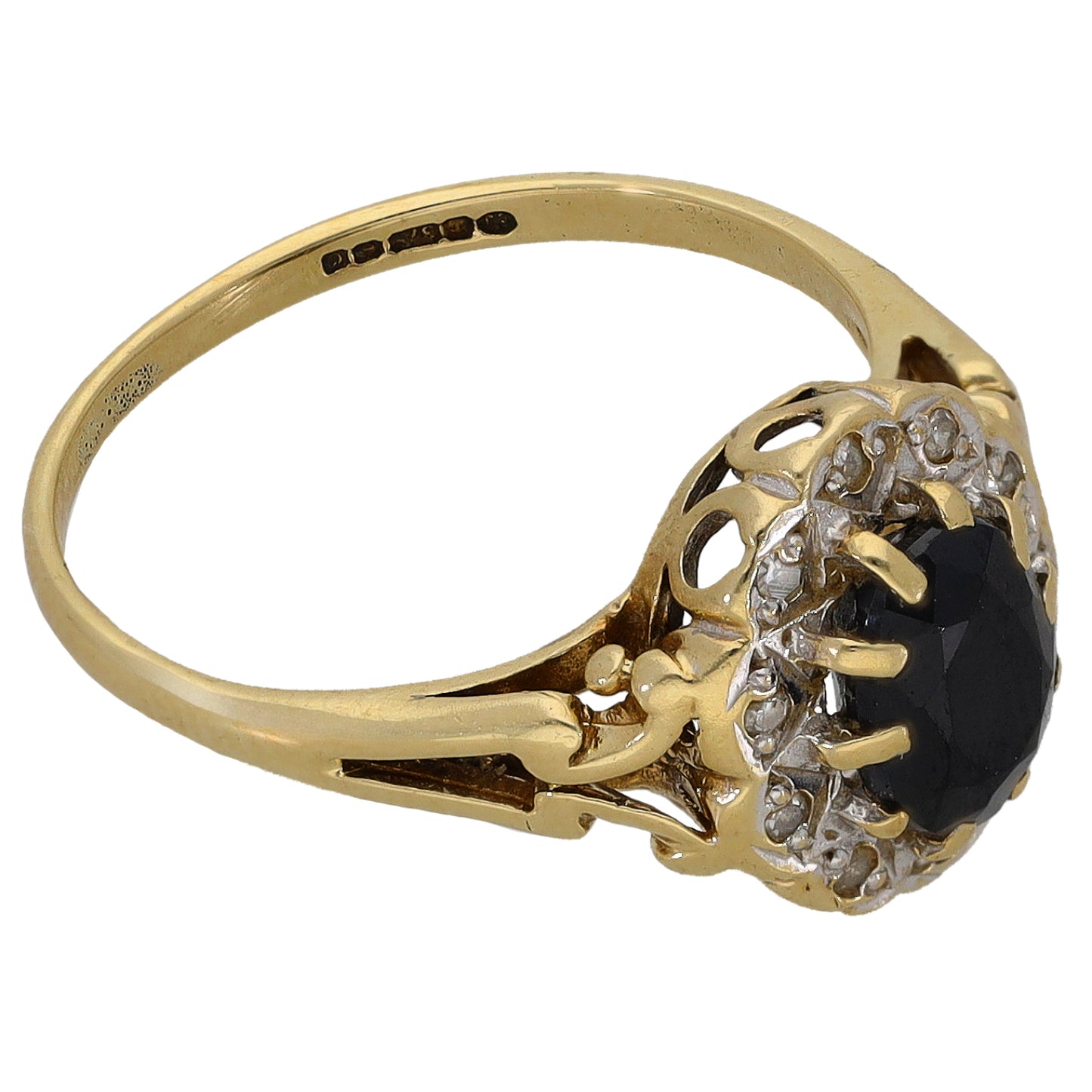 9ct Gold Sapphire & 0.05ct Diamond Dress/Cocktail Ring Size L