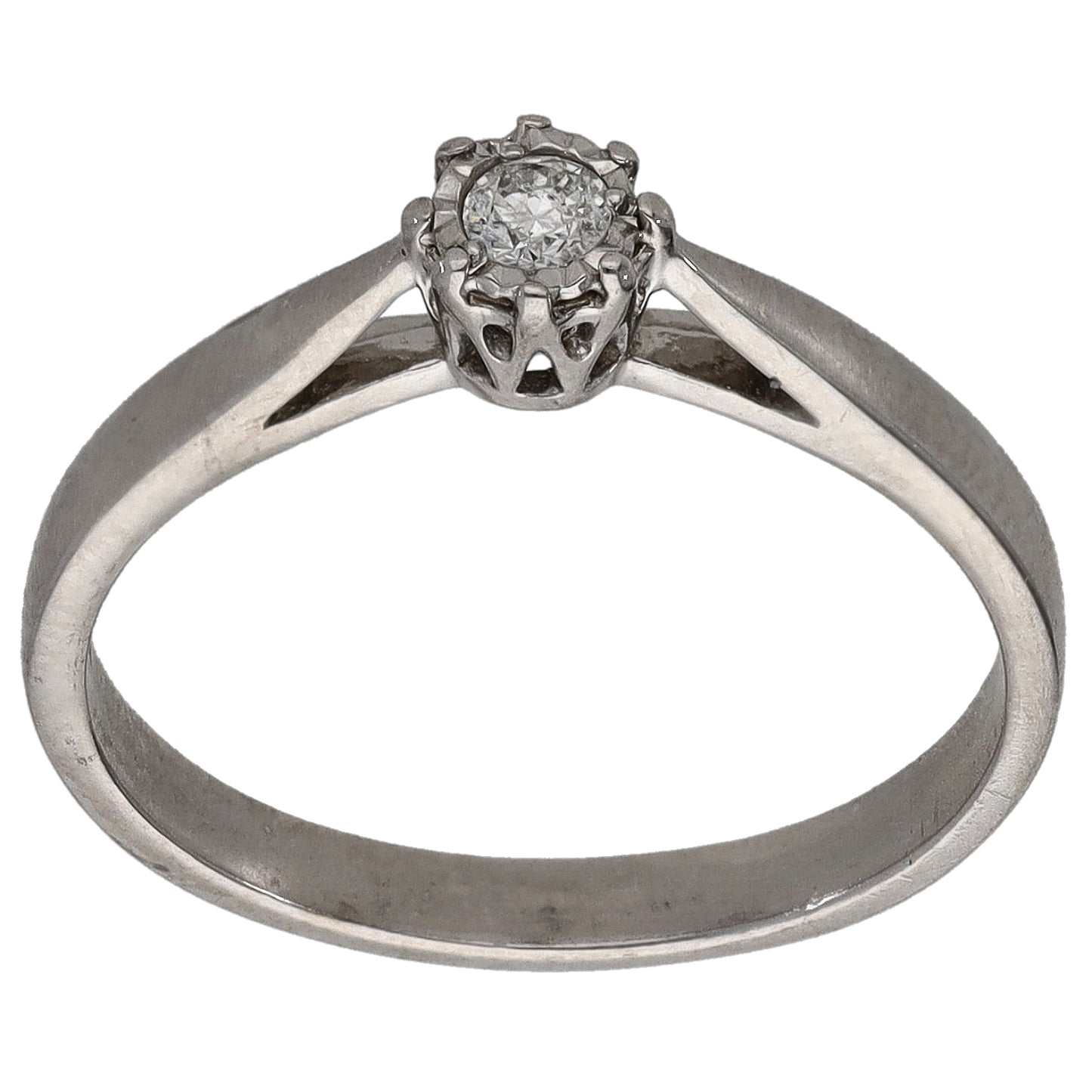 9ct White Gold 0.06ct Diamond Solitaire Ring Size N