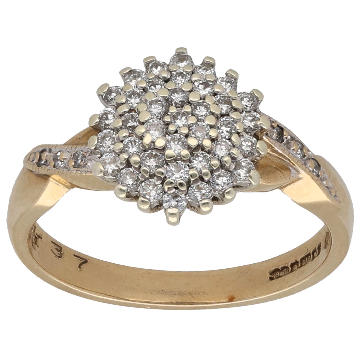 9ct Gold 0.43ct Diamond Cluster Ring Size N