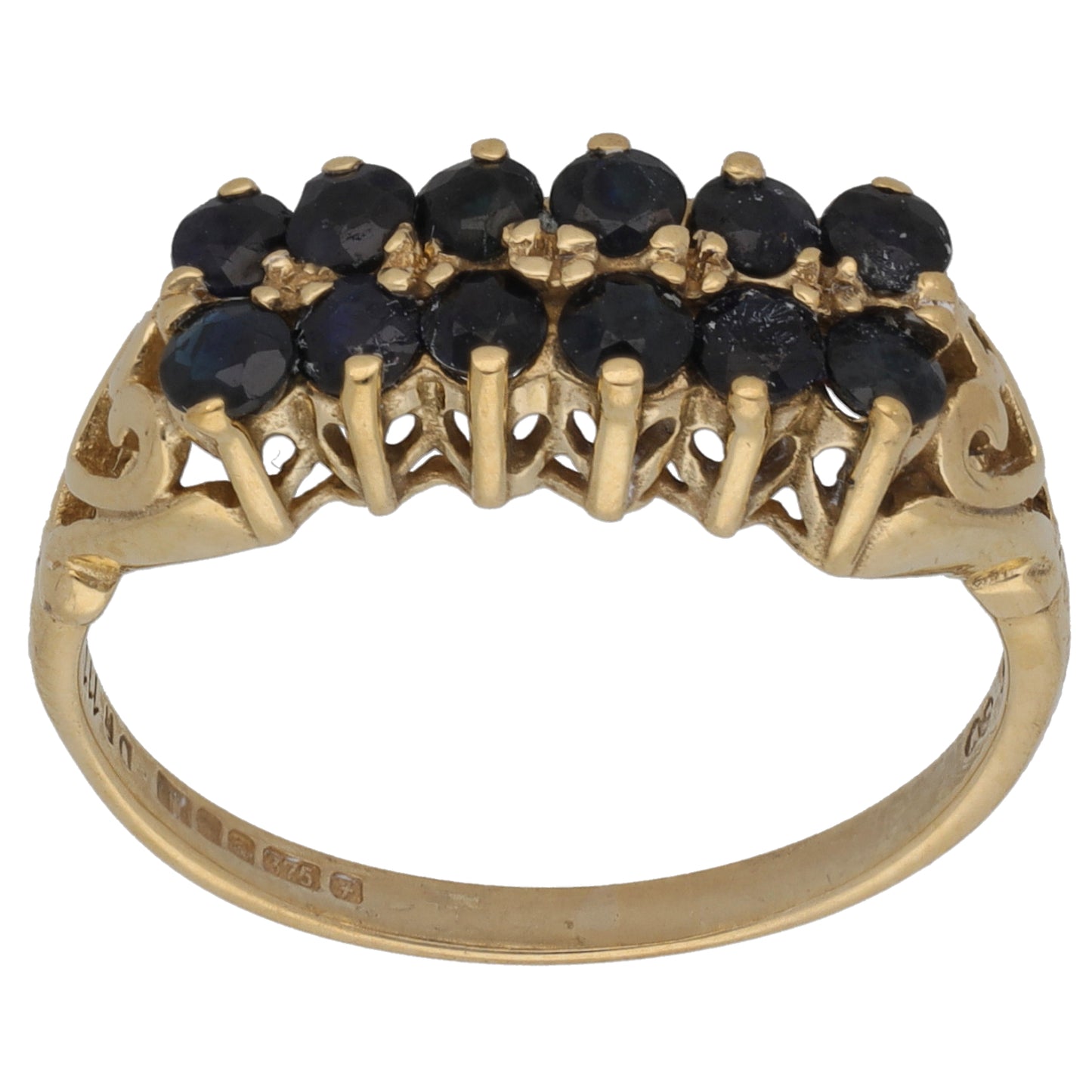 9ct Gold Sapphire Half Eternity Ring Size Q