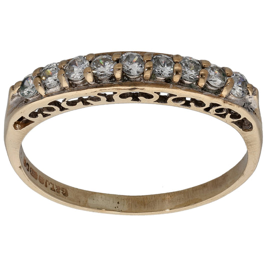 9ct Gold Cubic Zirconia Half Eternity Ring Size P