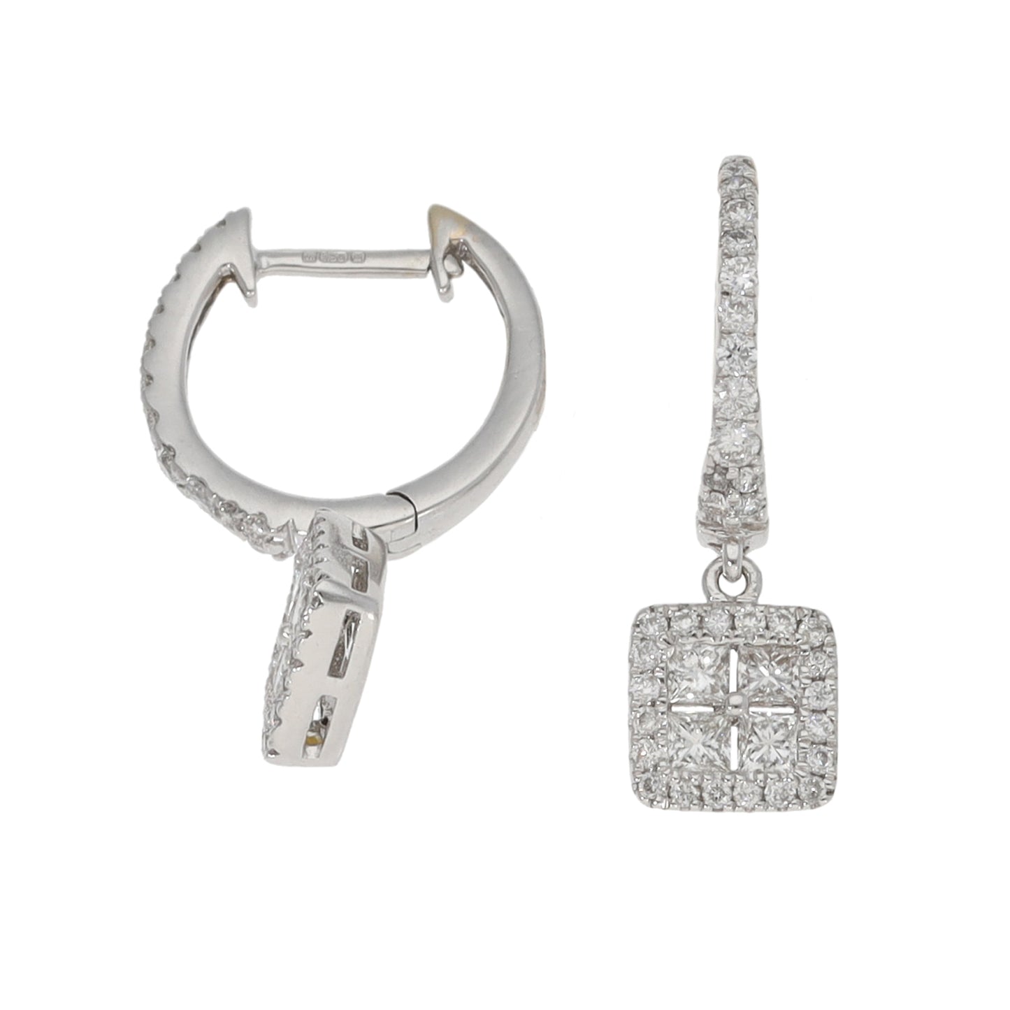 18ct White Gold 0.82ct Diamond Drop Earrings